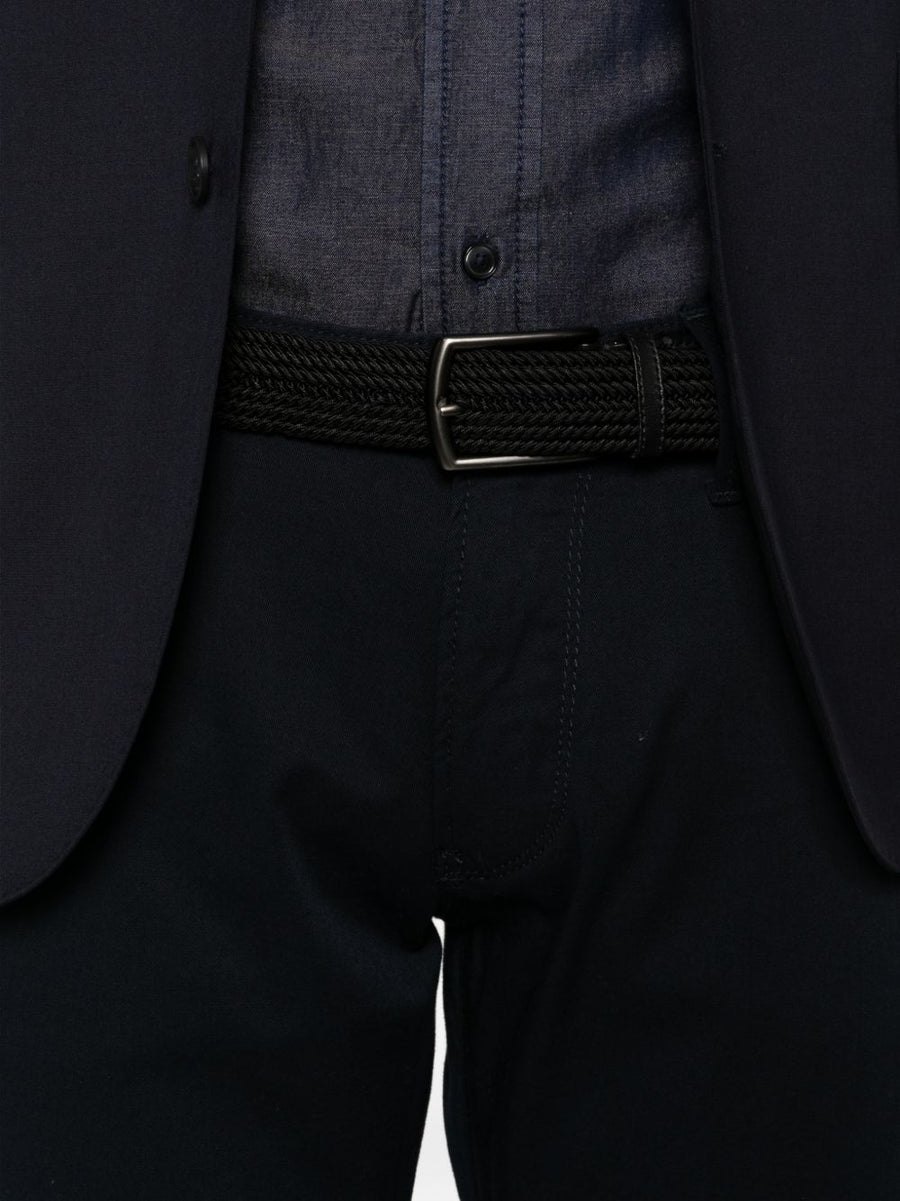 Emporio Armani Navy Denim Jeans With Logo Plaque Five Pockets