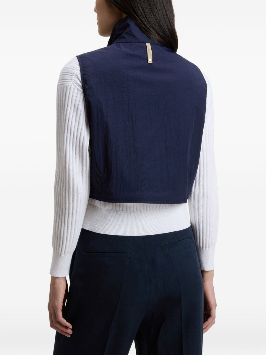 Woolrich Nylon Zip Vest For Women Lightweight Versatile Layer With Chest Pockets Navy