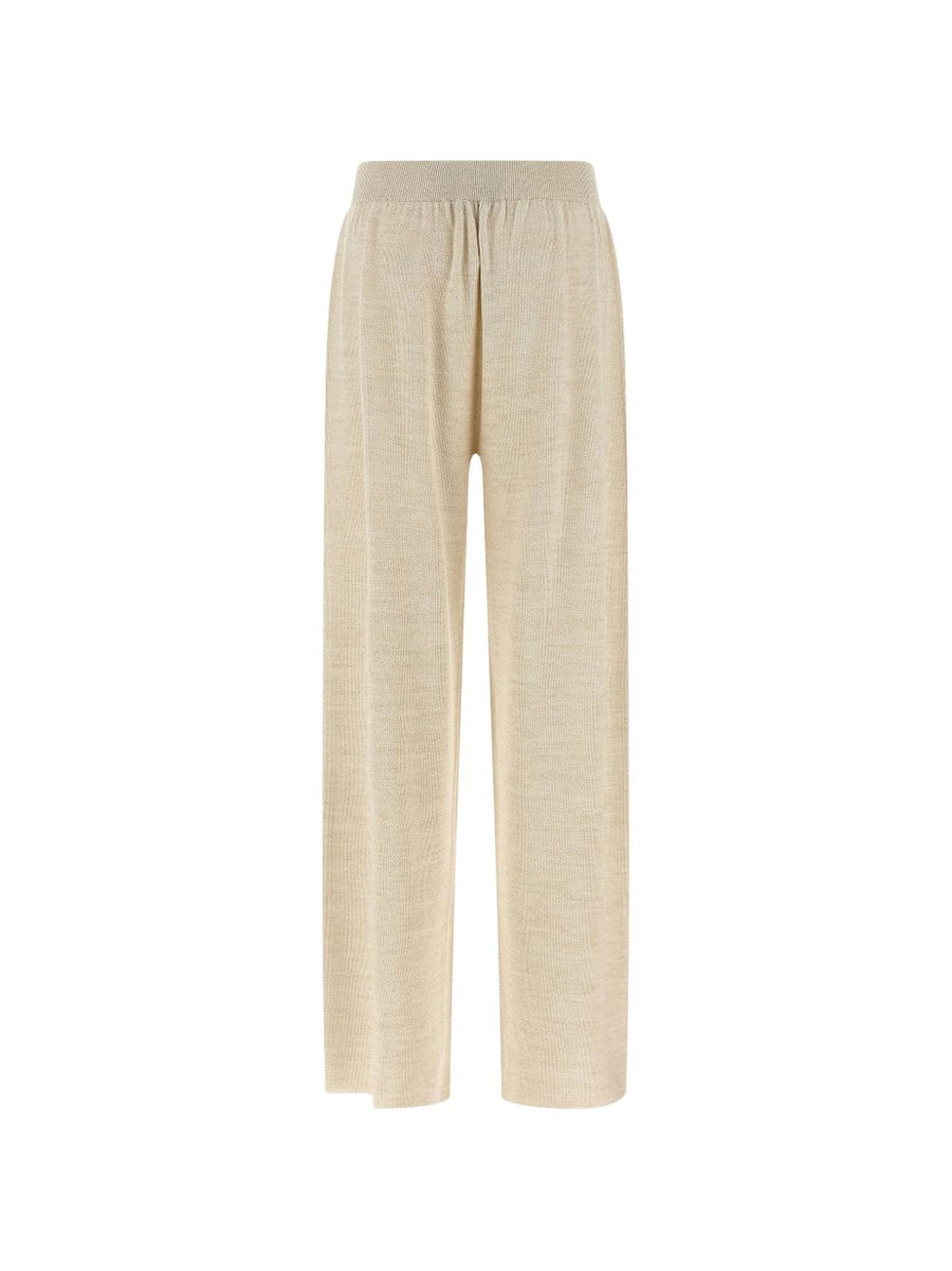 Fabiana Filippi Cotton Wide-Leg Trousers For Women Breathable Cotton Blend Elastic Waistband Office Wear