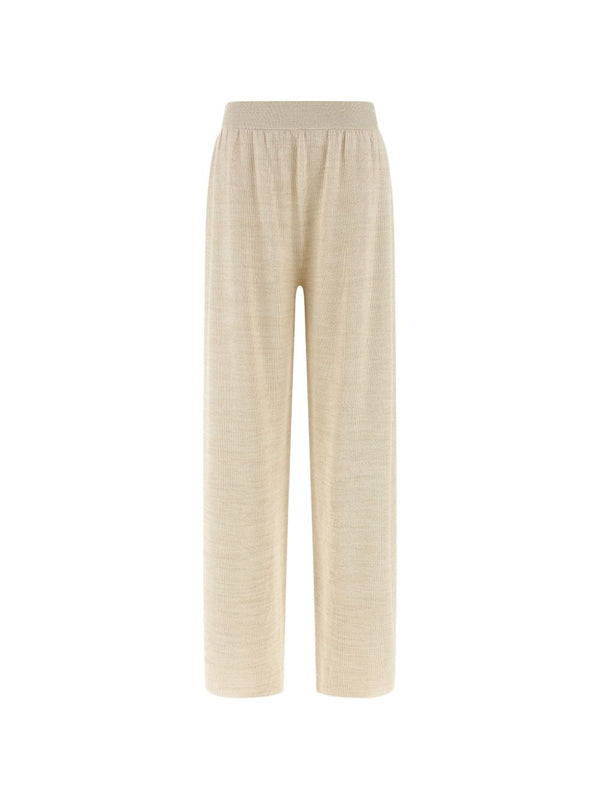 Fabiana Filippi Cotton Wide-Leg Trousers For Women Breathable Cotton Blend Elastic Waistband Office Wear