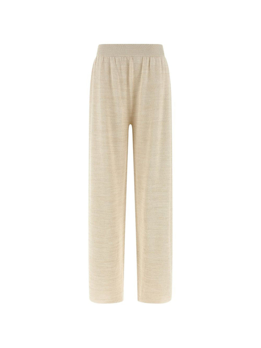 Fabiana Filippi Cotton Wide-Leg Trousers For Women Breathable Cotton Blend Elastic Waistband Office Wear