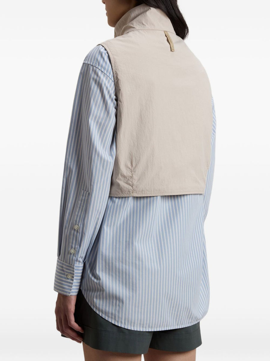 Woolrich Nylon Zipped Vest For Women Lightweight Beige Polyamide Layering Piece With Front Zip Pockets