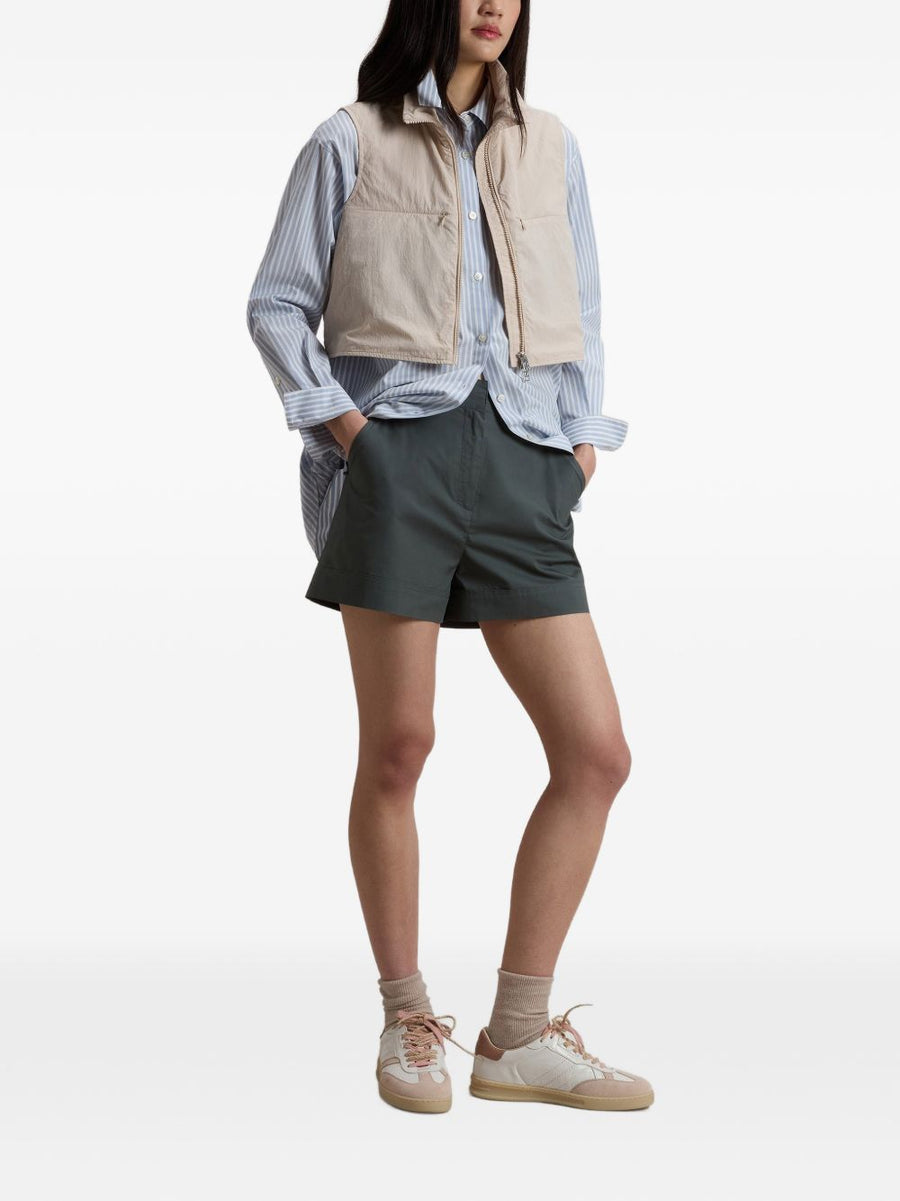Woolrich Nylon Zipped Vest For Women Lightweight Beige Polyamide Layering Piece With Front Zip Pockets