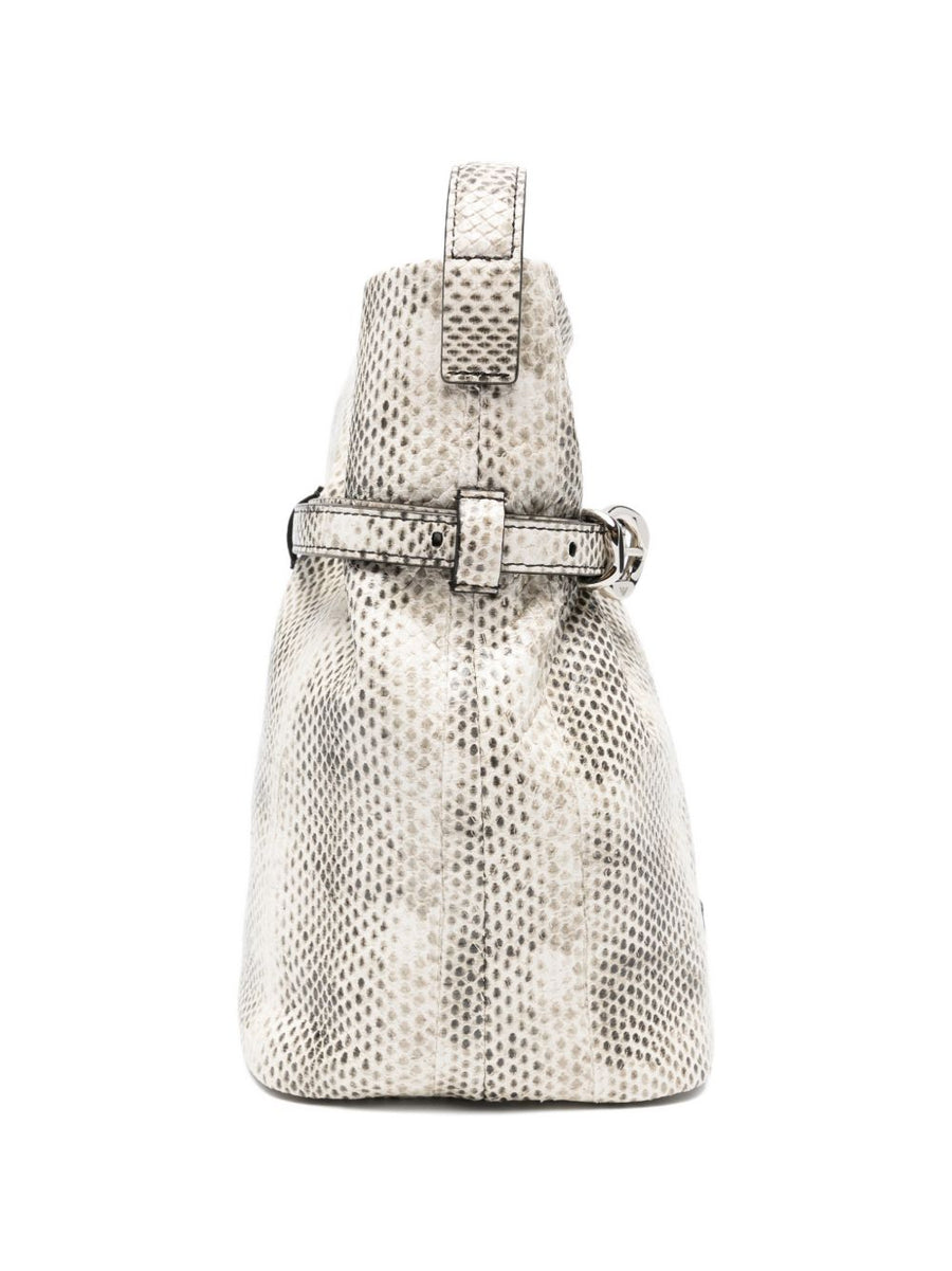 Emporio Armani Exclusive Python Print Leather Bucket Bag for Women With Adjustable Crossbody Strap
