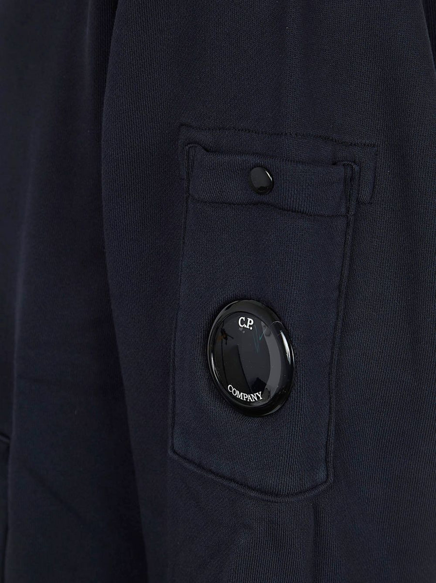 C.P. Company Cotton Hoodie Navy for Men Premium 100 Percent Cotton With Drawstring Hood and Buttoned Sleeve Pocket
