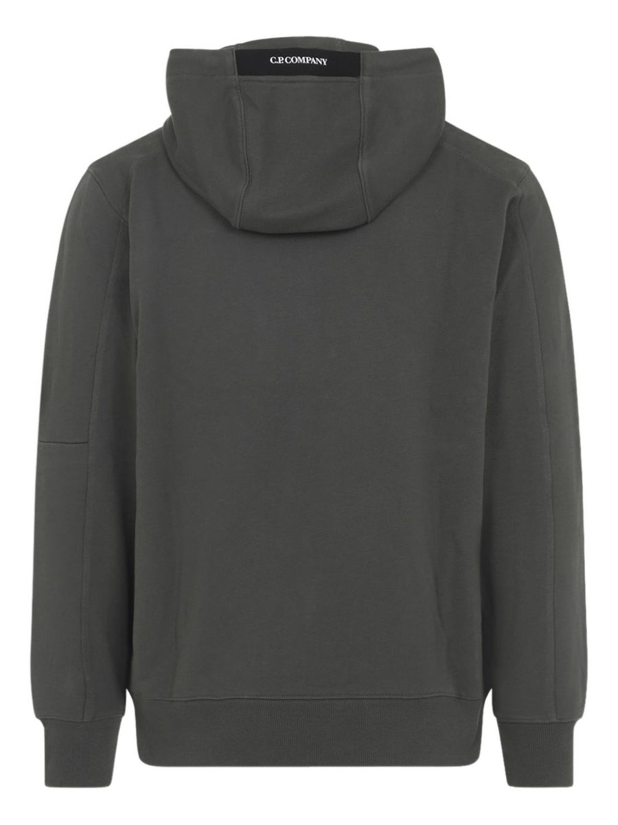 C.P. Company Logo Cotton Hoodie For Men Dark Grey Premium 100 Percent Cotton Comfort With Front Pocket