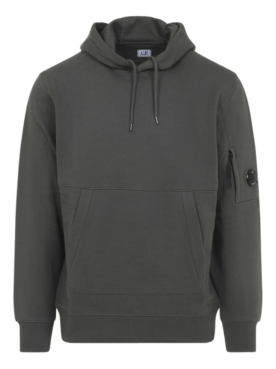 C.P. Company Logo Cotton Hoodie For Men Dark Grey Premium 100 Percent Cotton Comfort With Front Pocket