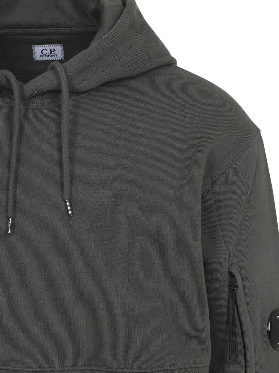 C.P. Company Logo Cotton Hoodie For Men Dark Grey Premium 100 Percent Cotton Comfort With Front Pocket