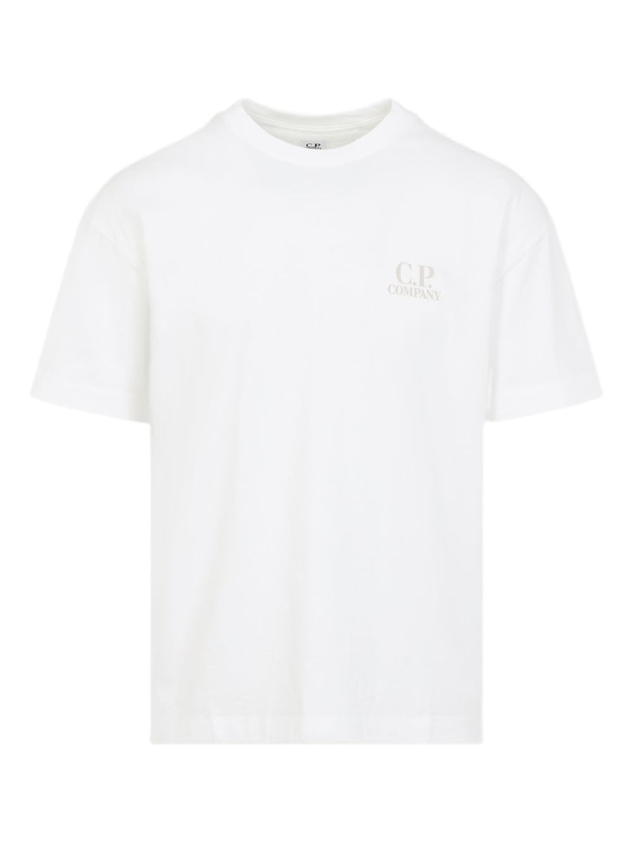 C.P. Company Logo Cotton T Shirt For Men Premium White Tee With Front And Rear Logo Detail