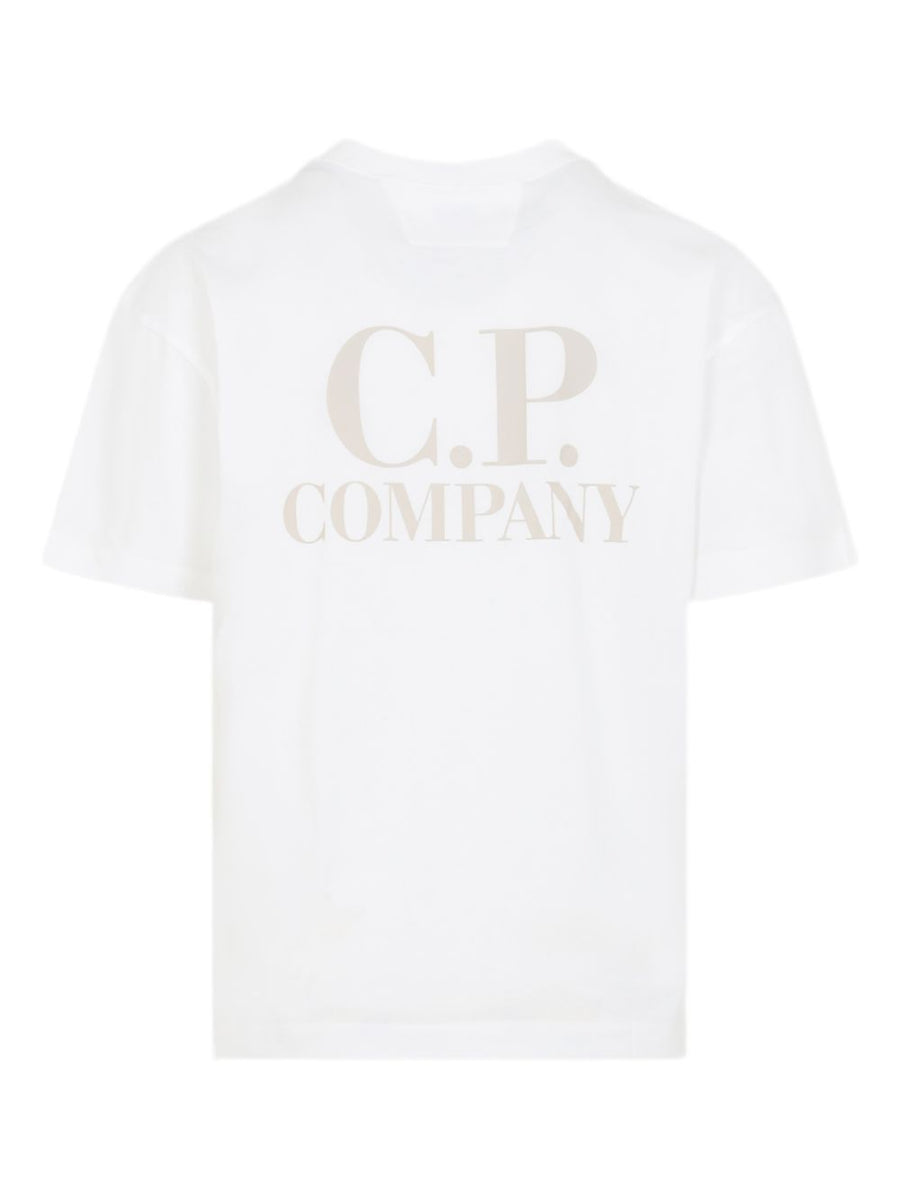 C.P. Company Logo Cotton T Shirt For Men Premium White Tee With Front And Rear Logo Detail