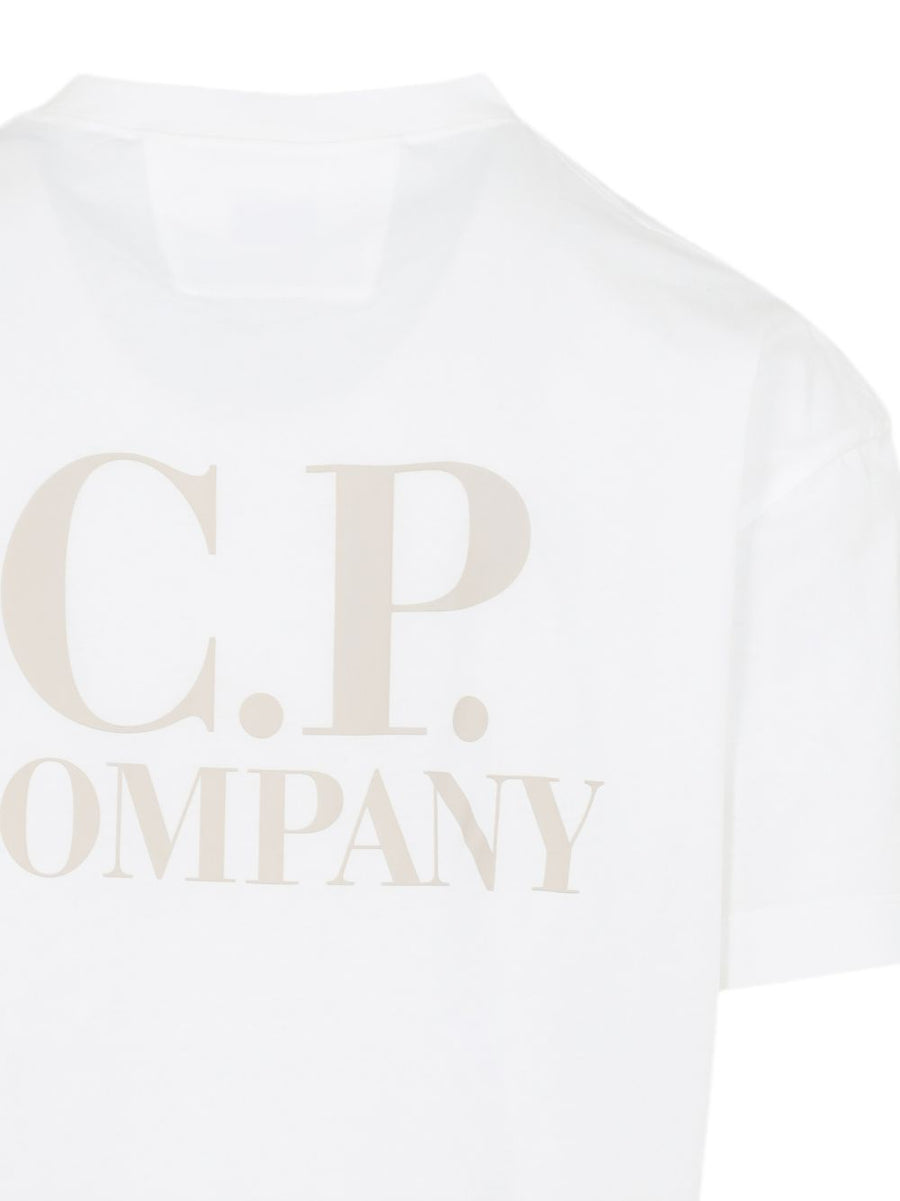 C.P. Company Logo Cotton T Shirt For Men Premium White Tee With Front And Rear Logo Detail
