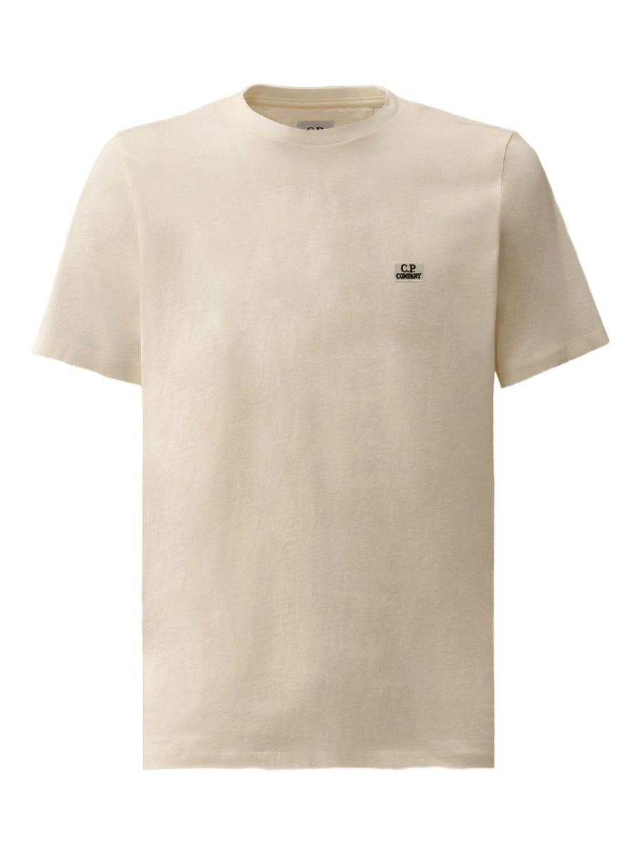 C.P. Company Logo Cotton T Shirt For Men Beige With Subtle Embroidered Logo For Everyday Wear