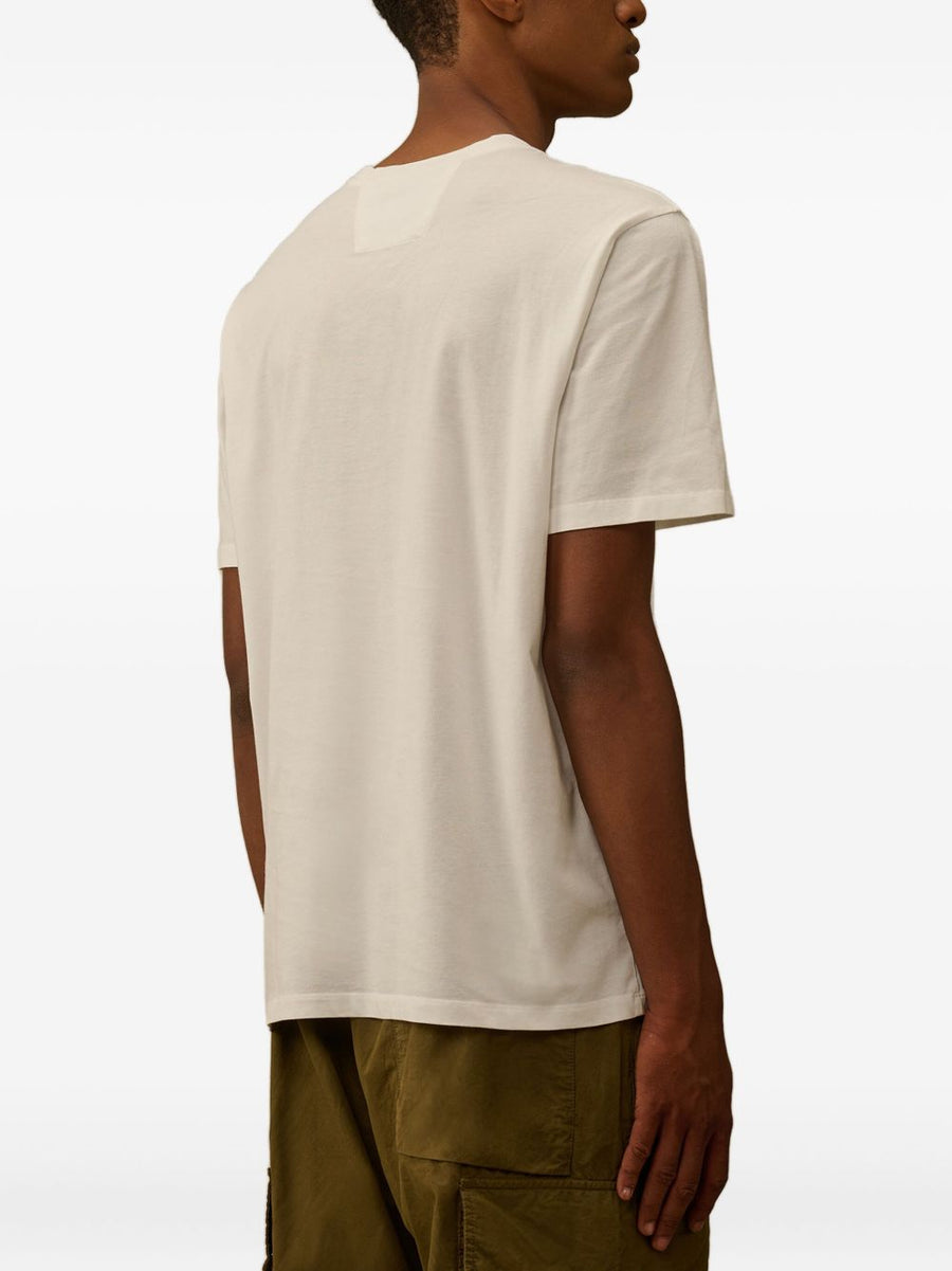 C.P. Company Logo Cotton T Shirt For Men Beige With Subtle Embroidered Logo For Everyday Wear