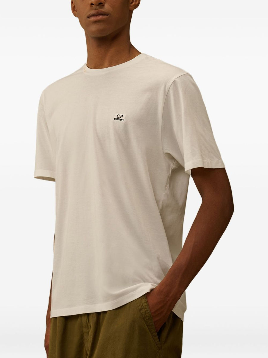 C.P. Company Logo Cotton T Shirt For Men Beige With Subtle Embroidered Logo For Everyday Wear