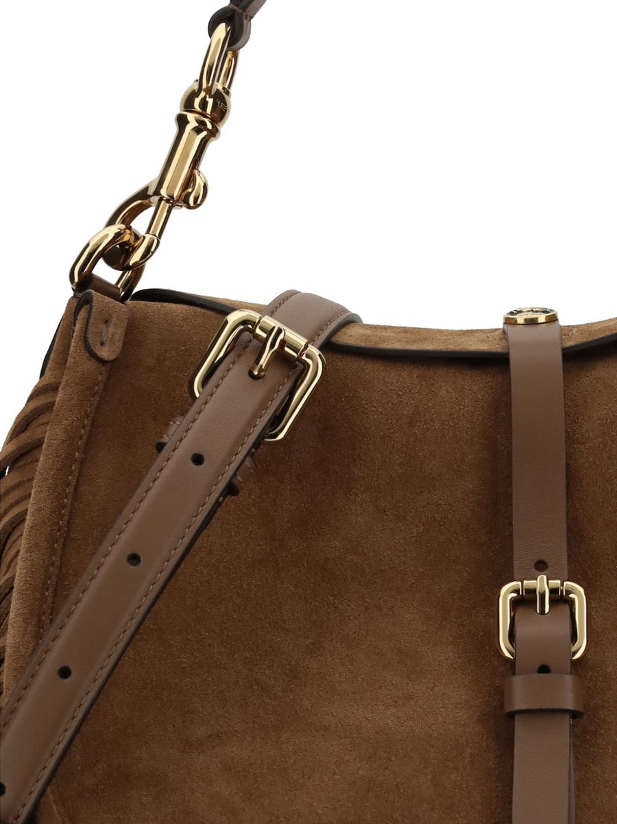 Etro Suede Pony Fringe Bag For Women - Luxe Buckle Top Handle Shoulder Bag With Gold Hardware