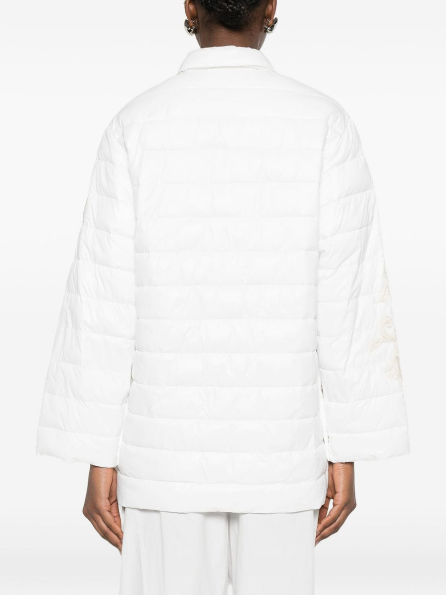 Ermanno Firenze Quilted Nylon Down Jacket for Women Warm Insulated With Press Studs
