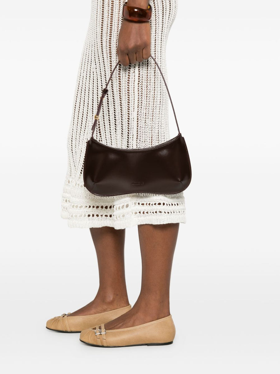 Jacquemus Bisou Beaded Leather Shoulder Bag Bordeaux