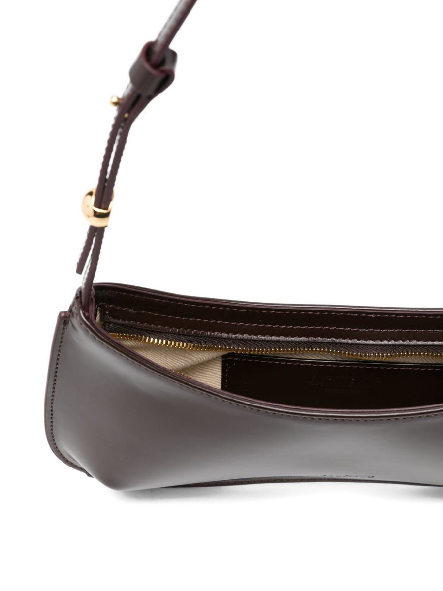 Jacquemus Bisou Beaded Leather Shoulder Bag Bordeaux