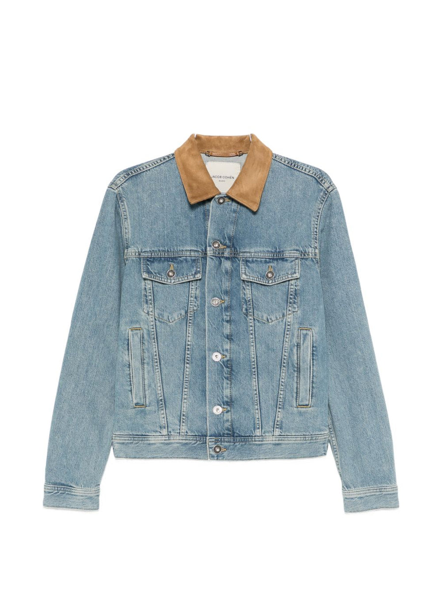 Jacob Cohen Denim Trucker Jacket For Men Light Blue Premium Layering Essential Everyday