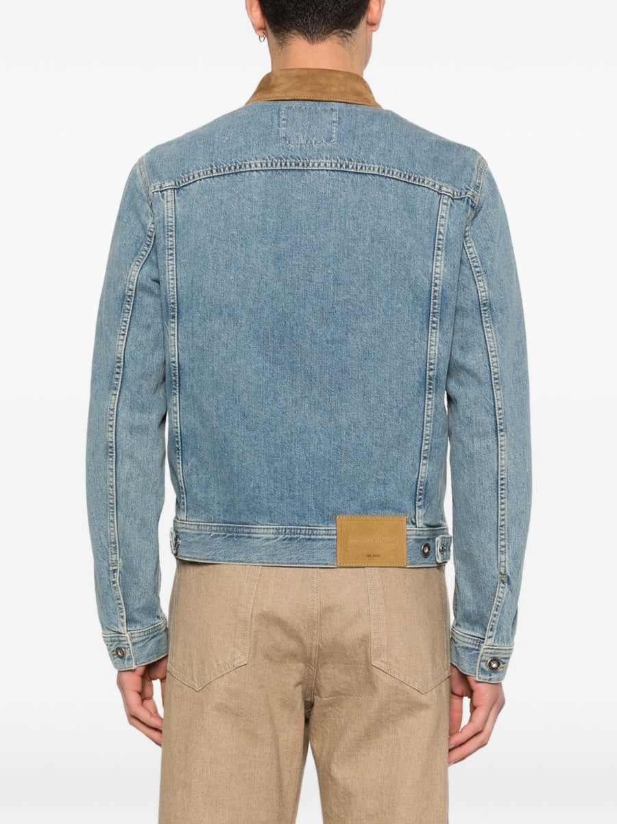 Jacob Cohen Denim Trucker Jacket For Men Light Blue Premium Layering Essential Everyday