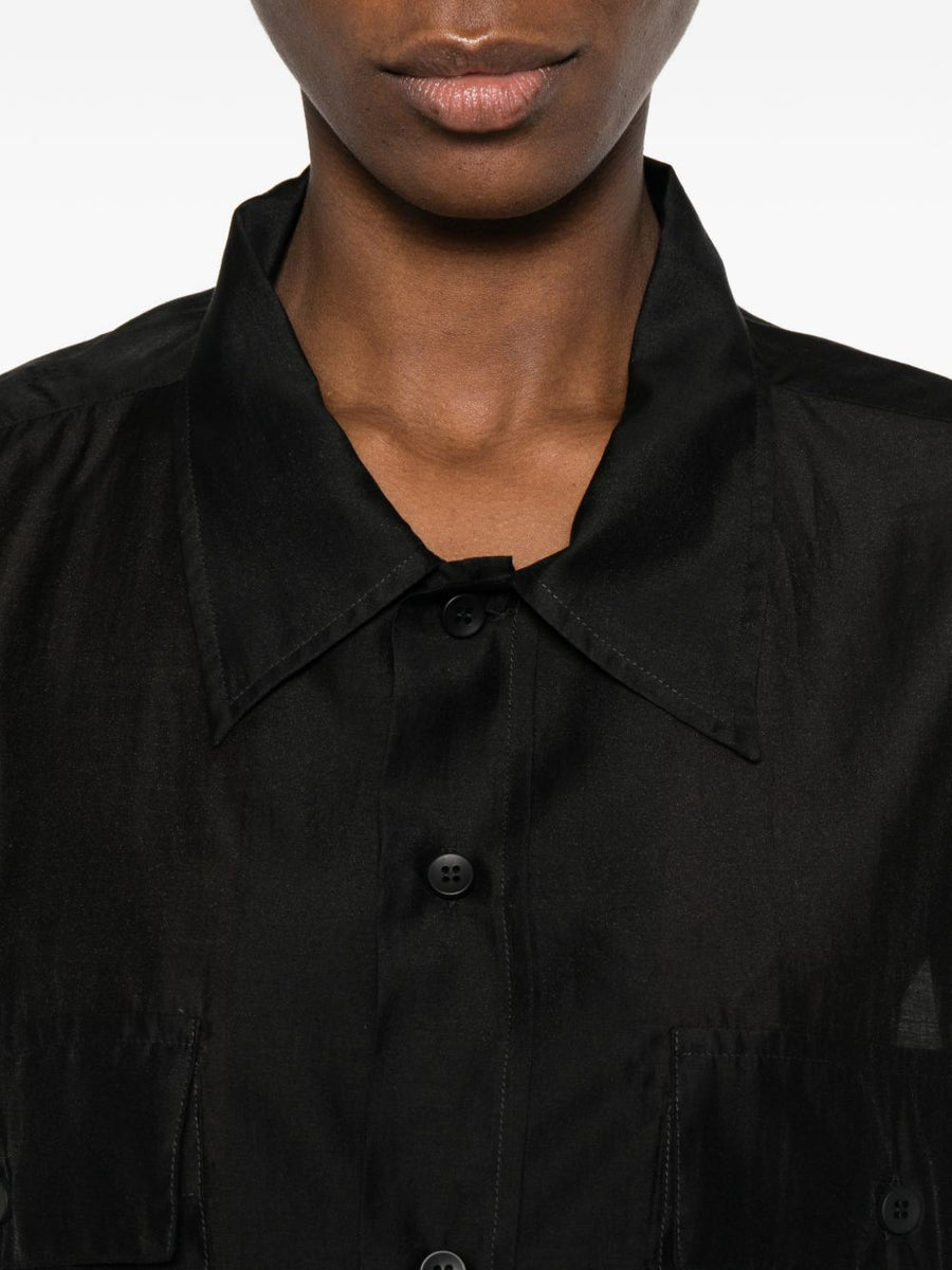The Latest Lyocell Black Long Sleeve Shirt for Women Button Front Classic Collar Versatile Office Ready