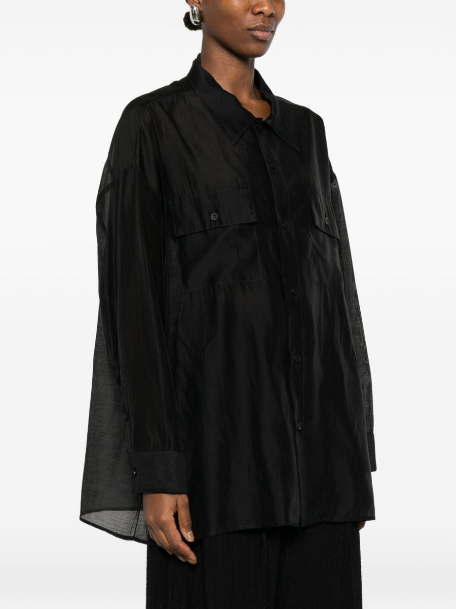 The Latest Lyocell Black Long Sleeve Shirt for Women Button Front Classic Collar Versatile Office Ready