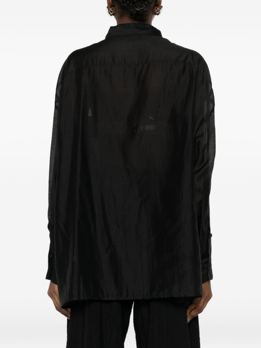 The Latest Lyocell Black Long Sleeve Shirt for Women Button Front Classic Collar Versatile Office Ready