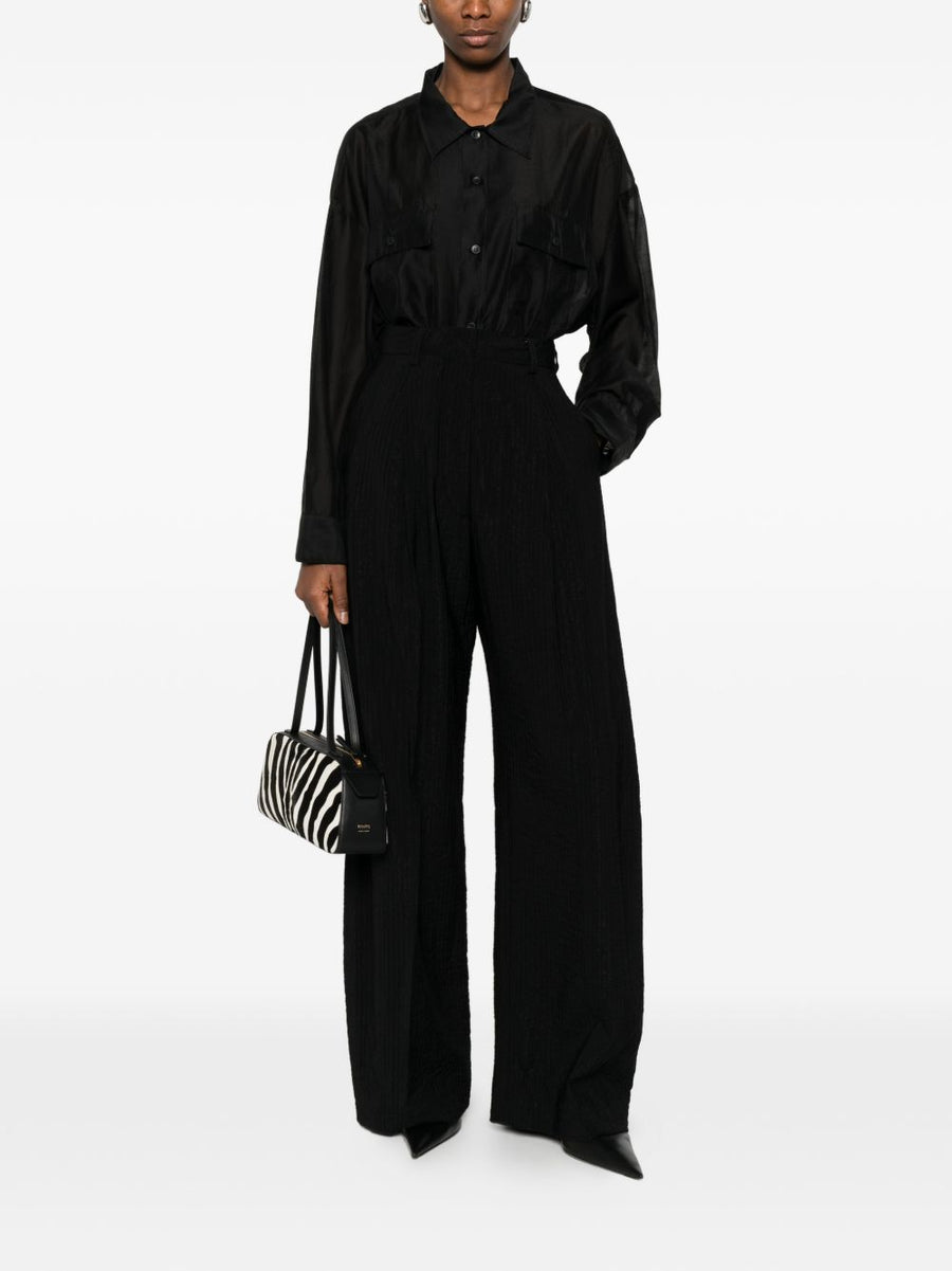 The Latest Lyocell Black Long Sleeve Shirt for Women Button Front Classic Collar Versatile Office Ready