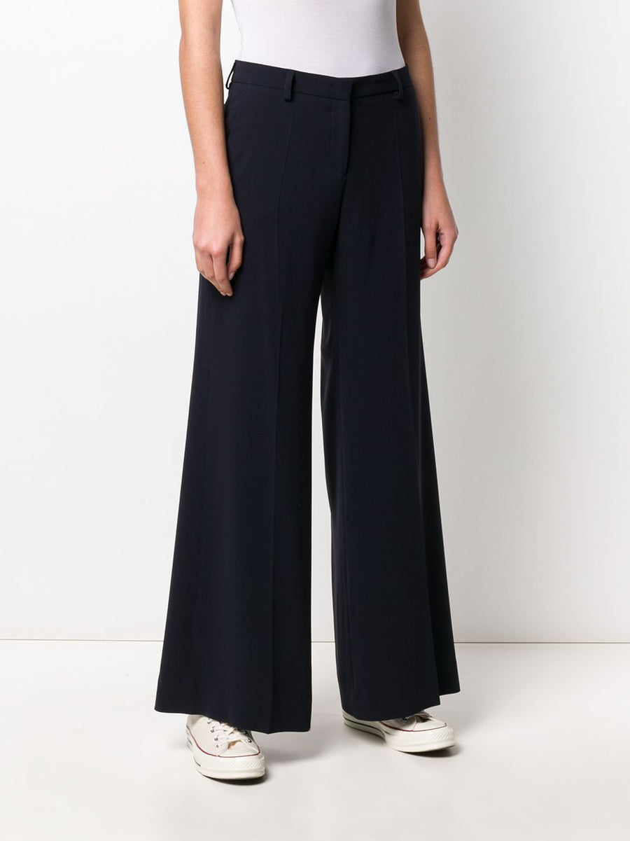 Cady Trousers Alberto Biani Navy Wide Leg For Women Desk-To-Evening Elegance And Versatility