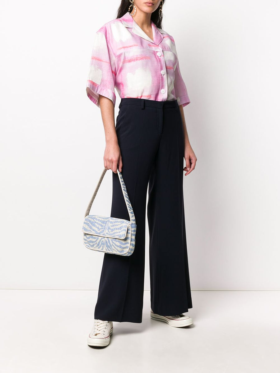 Cady Trousers Alberto Biani Navy Wide Leg For Women Desk-To-Evening Elegance And Versatility