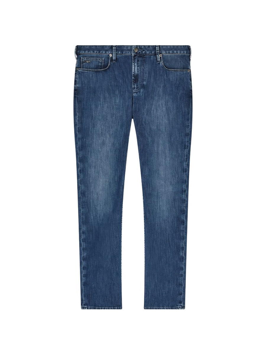 Emporio Armani Men's Light Blue Stretch Denim Jeans 99 Percent Cotton Elastane Premium Luxury