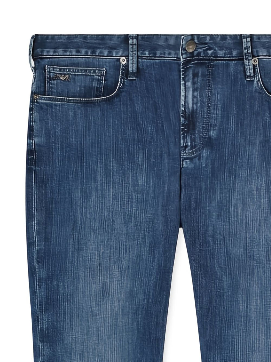 Emporio Armani Men's Light Blue Stretch Denim Jeans 99 Percent Cotton Elastane Premium Luxury
