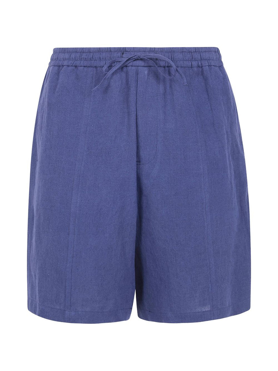 Emporio Armani Premium Navy Linen Shorts 100 Percent Linen Drawstring Waist With Back And Side Pockets For Men