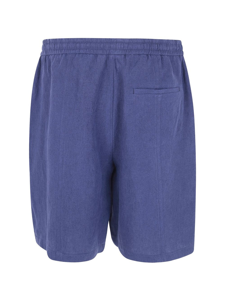 Emporio Armani Premium Navy Linen Shorts 100 Percent Linen Drawstring Waist With Back And Side Pockets For Men