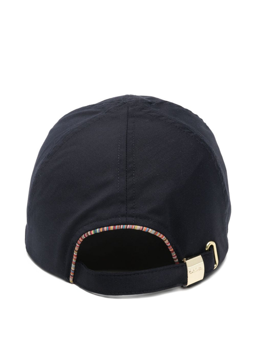 Paul Smith Navy Wool Baseball Cap Curved Peak With Signature Logo Patch For Men Luxury