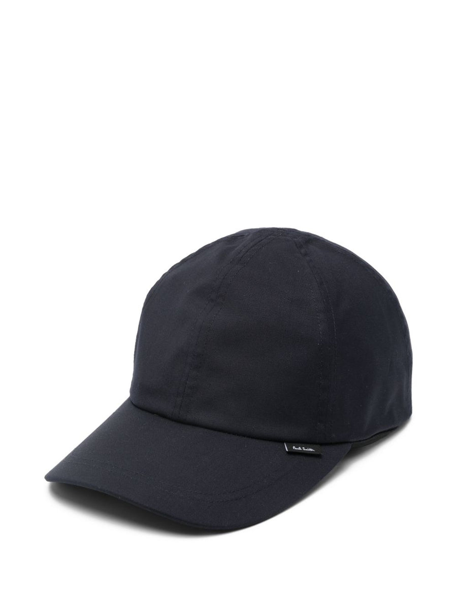 Paul Smith Navy Wool Baseball Cap Curved Peak With Signature Logo Patch For Men Luxury