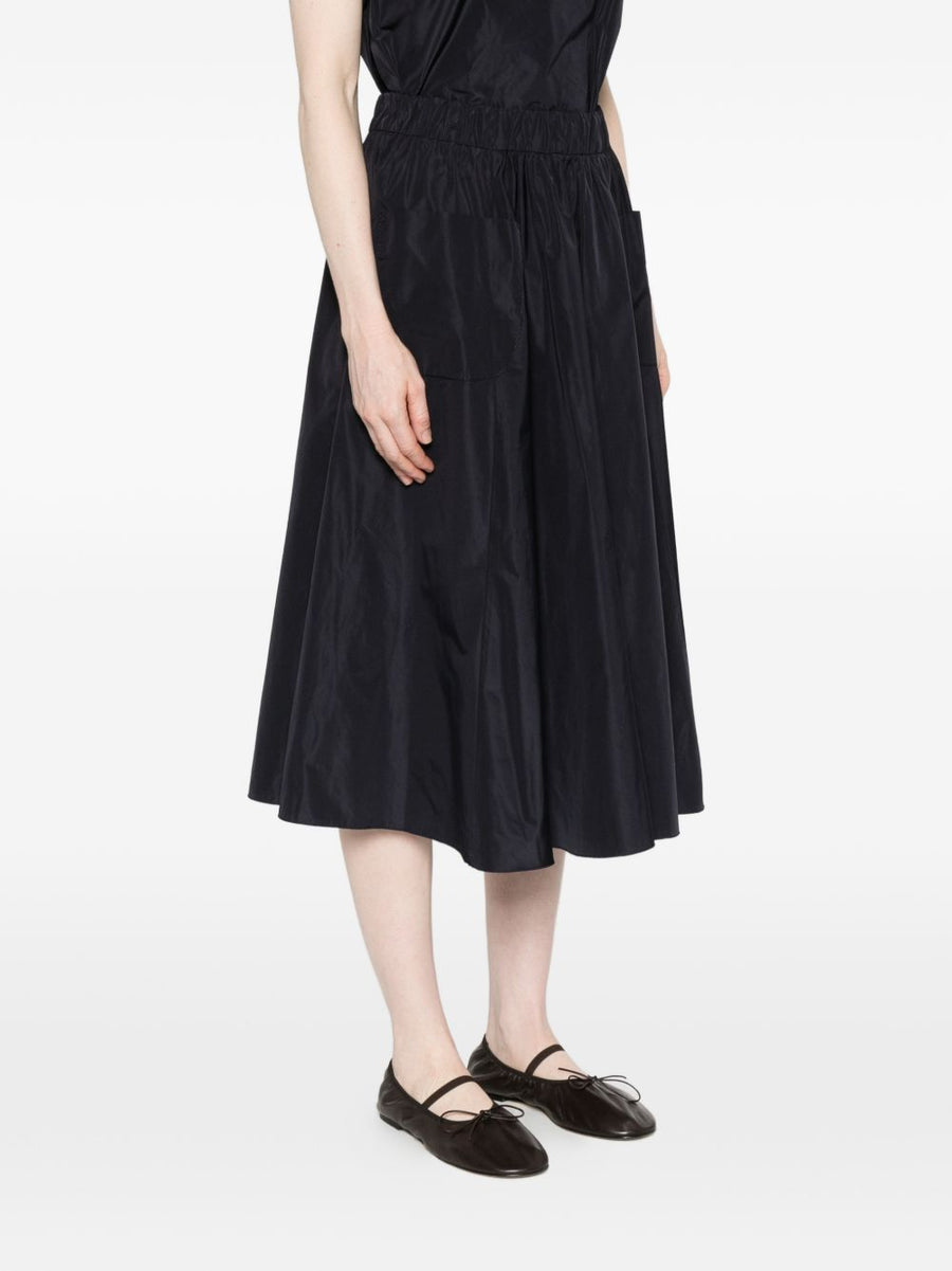 Susanne Bommer Navy Midi Skirt With Pockets Elastic Waistband For Women Versatile Wardrobe Staple