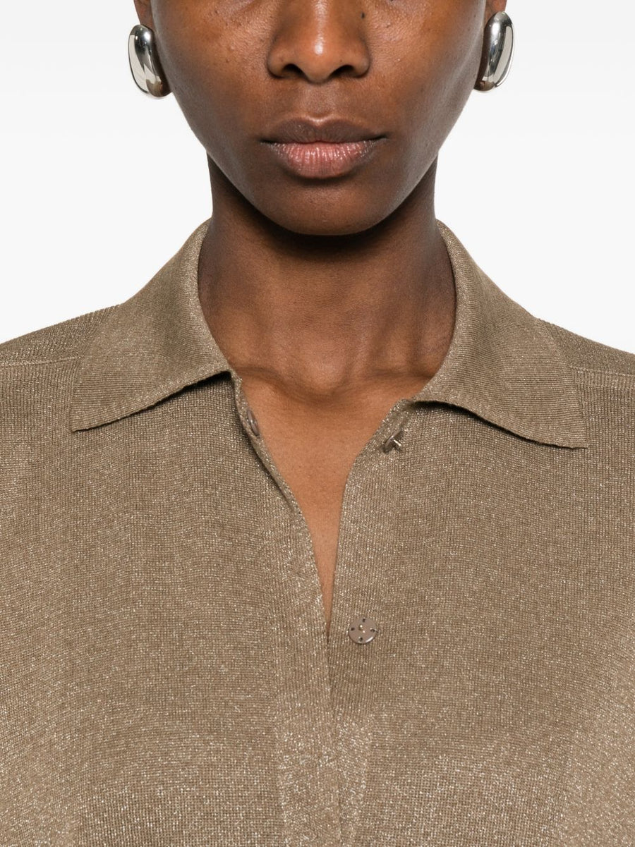 Fabiana Filippi Polo Shirt Women Polo Collar Polished Brown