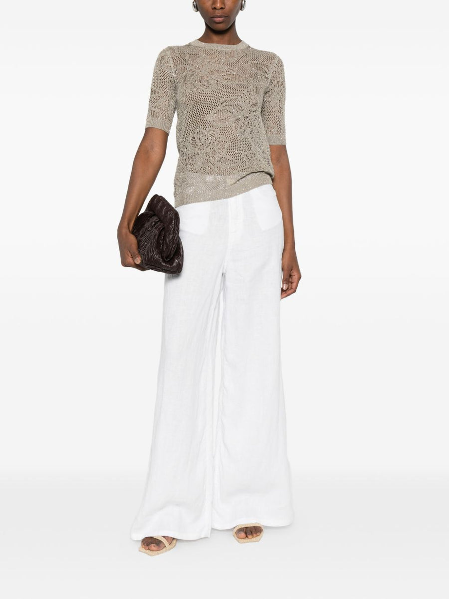Fabiana Filippi Openwork Knit Top For Women Khaki Green With Refined Texture SS26