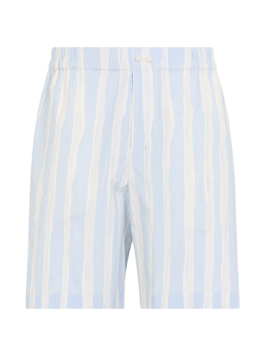 Jacquemus Le Short Calecon Mens Blue Striped Cotton Short With Elastic Waistband Luxury Summer Essential