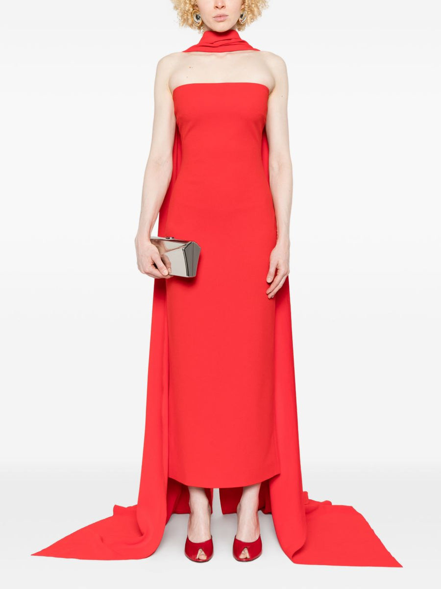 Solace London Martine Maxi Dress Bold Red Sleeveless With Draped Detailing For Modern Occasions