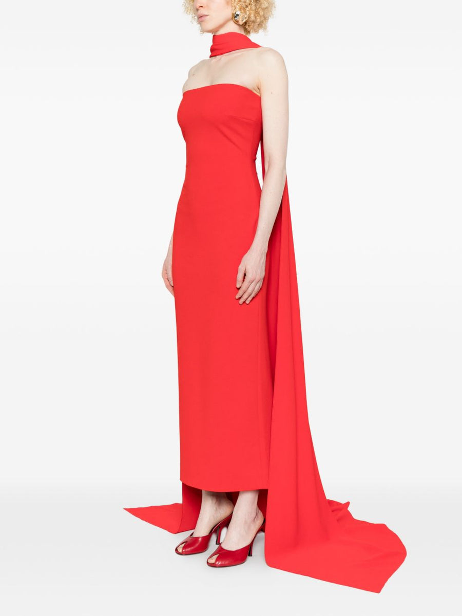 Solace London Martine Maxi Dress Bold Red Sleeveless With Draped Detailing For Modern Occasions