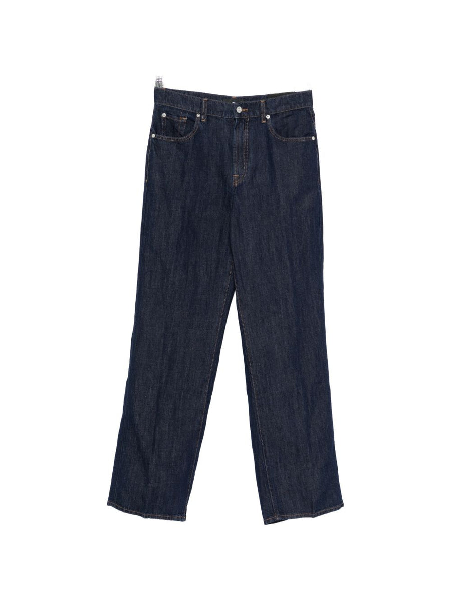 Seven Stovepipe Straight Denim Jeans For Women Breathable Cotton Linen Blend Ink Blue