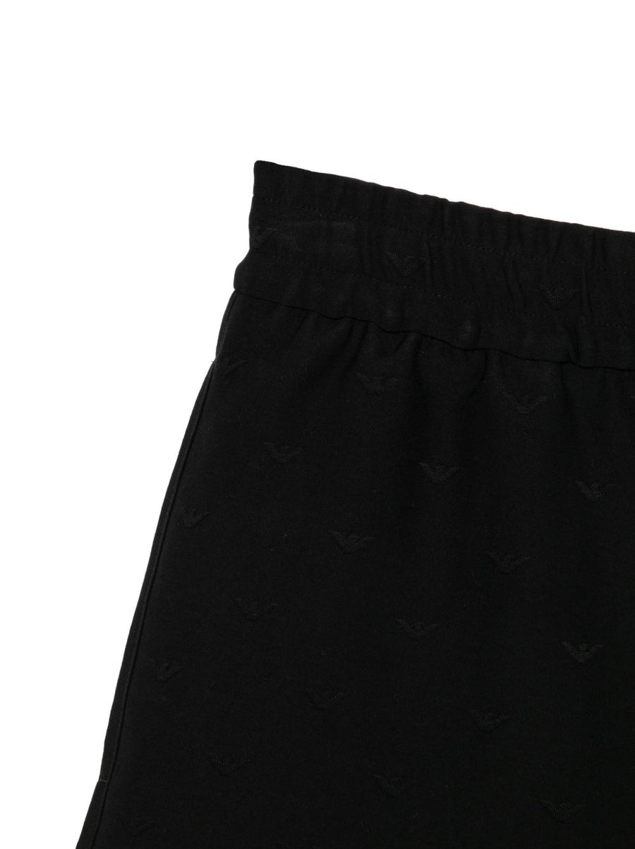 Emporio Armani Cotton Blend Shorts for Men with Elastic Patterned Waistband Luxury Black Short Trousers