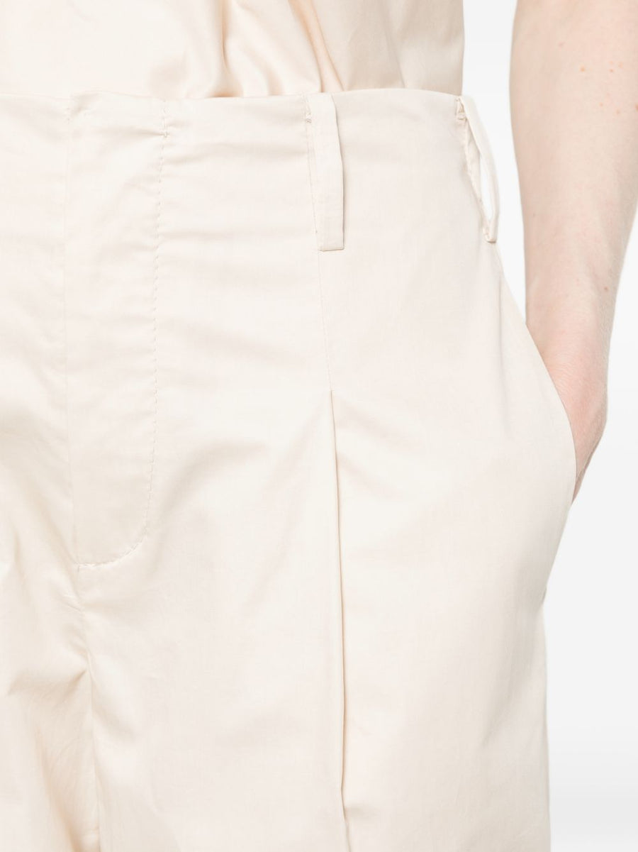 Susanne Bommer Ivory Cotton Wide Leg Trousers For Women High Waisted Pleated Front Belt Loops Breathable Office Wear