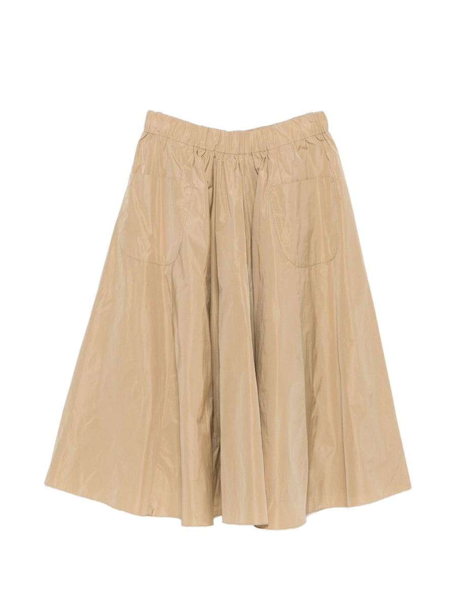 Susanne Bommer A Line Midi Skirt Beige Polyester 100 Front Pockets Elastic Waistband Women