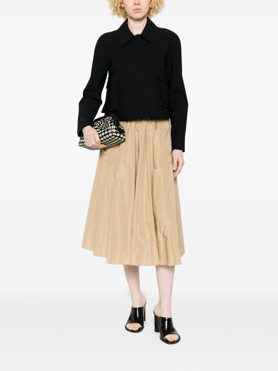 Susanne Bommer A Line Midi Skirt Beige Polyester 100 Front Pockets Elastic Waistband Women