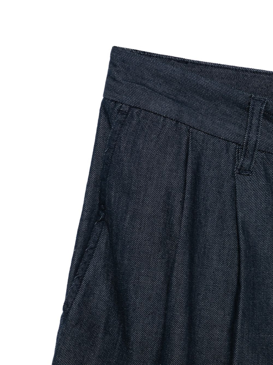 Emporio Armani Denim Bermuda Shorts For Men Navy With Tailored Pleats And Practical Pockets