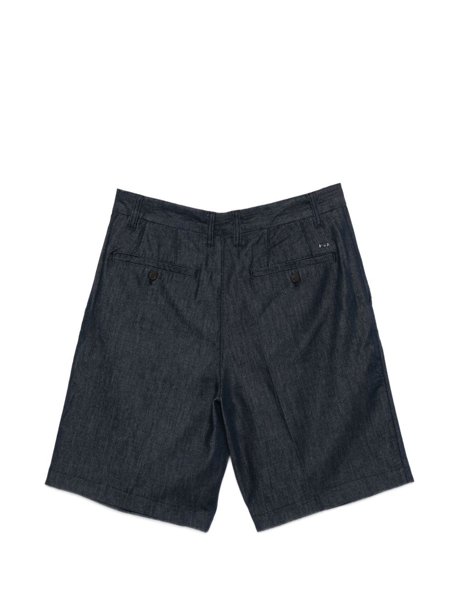 Emporio Armani Denim Bermuda Shorts For Men Navy With Tailored Pleats And Practical Pockets