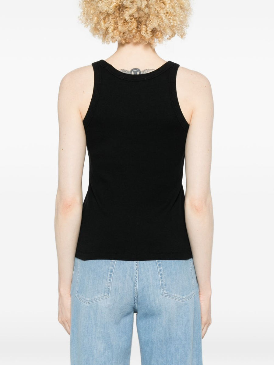 Maison Kitsuné Logo Cotton Tank Top For Women Breathable Minimal Ribbed Knit Essential Wardrobe